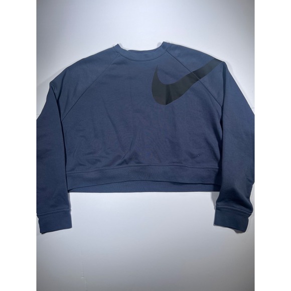 Nike Tops - Nike Sweatshirt Womens XL Blue Cropped Dri-FIT Big Swoosh Raglan Pullover